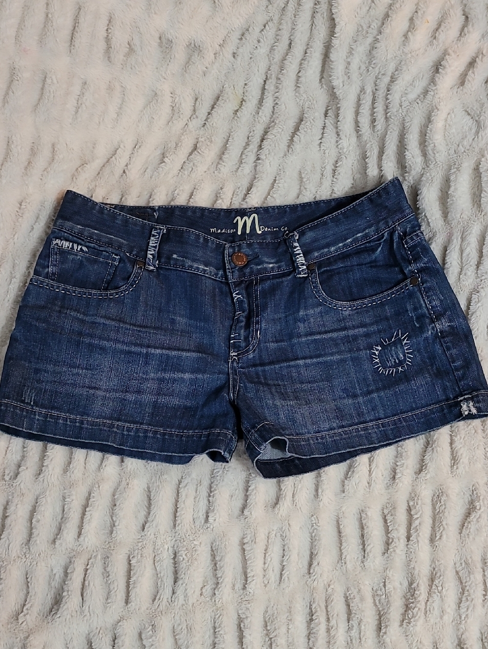 Madison Blue Washed Denim Cutoff Shorts
